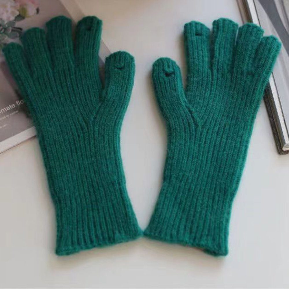 ZanMax gestrickte Handschuhe Handschuhe Winter Paar Strickhandschuhe 1 warme Grün