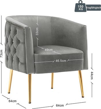 HomeMiYN Loungesessel Samt Relaxsessel Moderne Sessel Akzent Tonnenstuhl mit gepolstertem