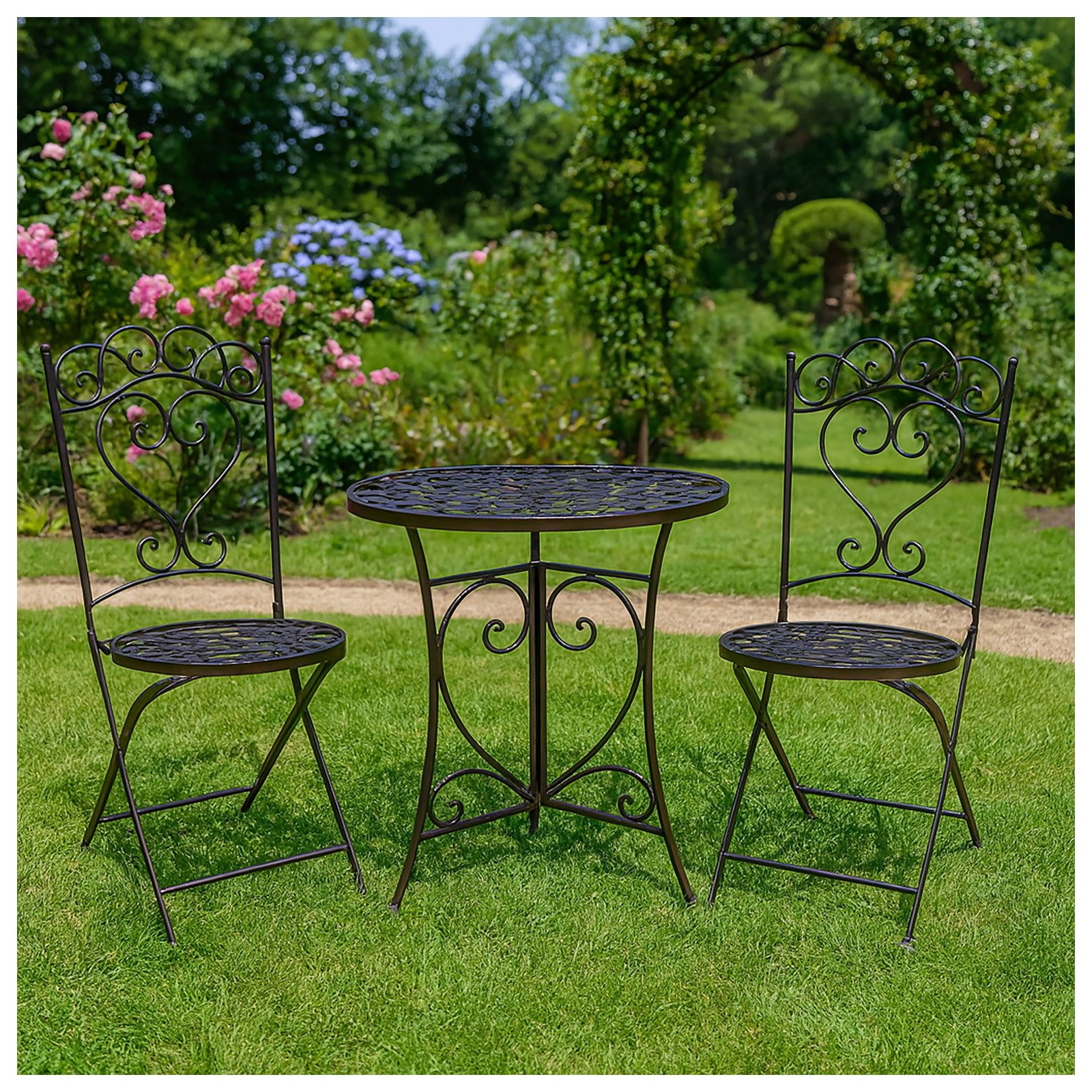 HTI-Living Sitzgruppe Gartentisch mit 2 Stühlen Curly Braun, (Set, 3-tlg., günstig online kaufen