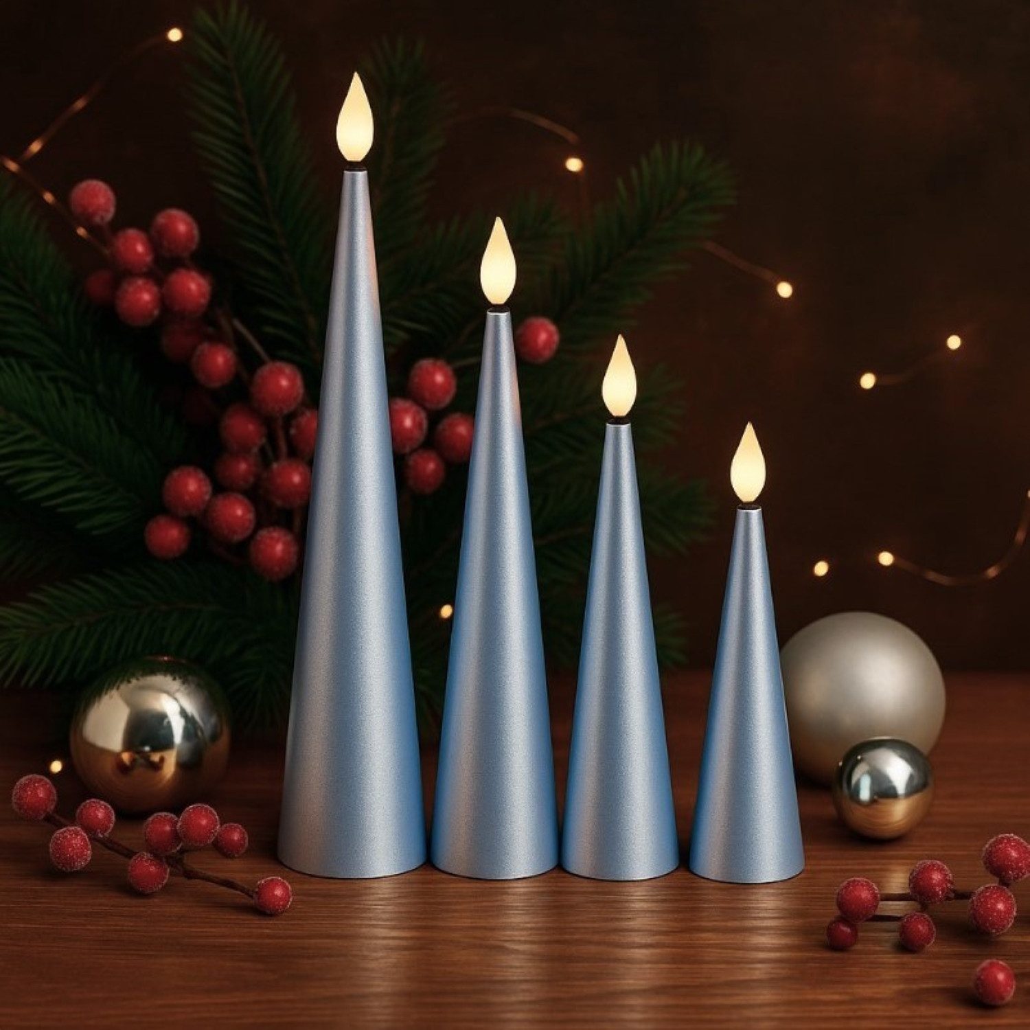Online-Fuchs LED-Kerze 4 Kerzen, Stabkerzen XL in Kegelform inklusive 6-Stu günstig online kaufen