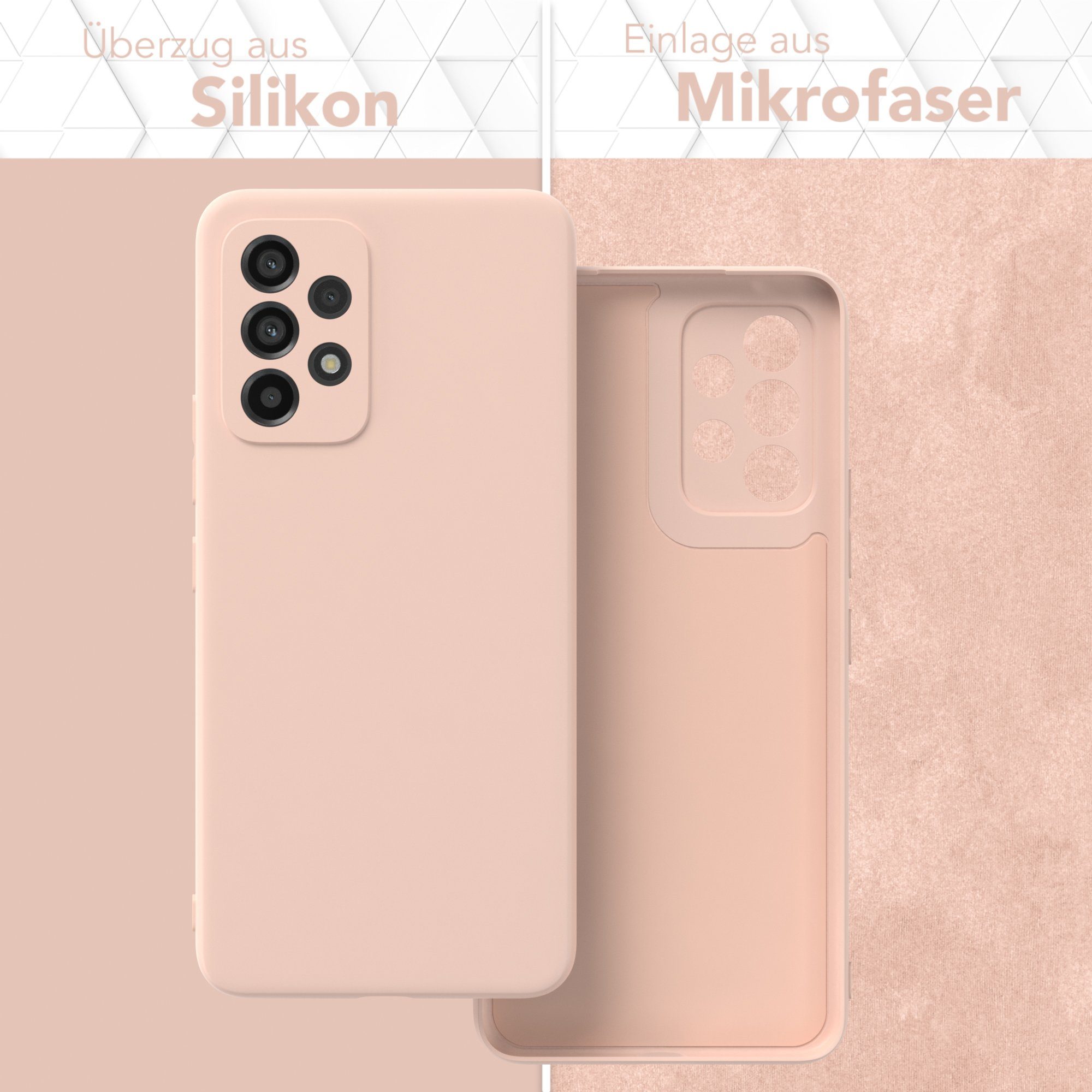 EAZY CASE Handyhülle für Samsung Galaxy A53 5G Hülle Silikon 6,5 Zoll, Silikon Schutzhülle mit Kameraschutz kratzfest bumper Rosa Altrosa
