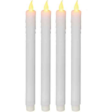 näve LED Dekolicht LED-Kerze "Candle", weiß, aus Echtwachs, Weihnachtsdeko, Warmweiß, LED Stabkerzen, 4er Set, Tafelkerzen, Batteriebetrieb, Höhe ca. 28 cm