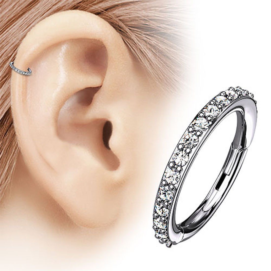 Taffstyle Nasenpiercing Piercing Segmentring Scharnier Clicker Kristall, Ri günstig online kaufen