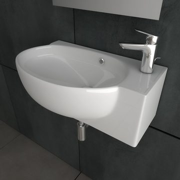 Alpenberger Waschbecken Oval - Waschtisch mit Überlauf für Bad und Gäste WC (1-tlg. Waschplatz, 1-St., Hängewaschbecken), Washbasin pflegeleicht mit antibakterieller Nano Beschichtung