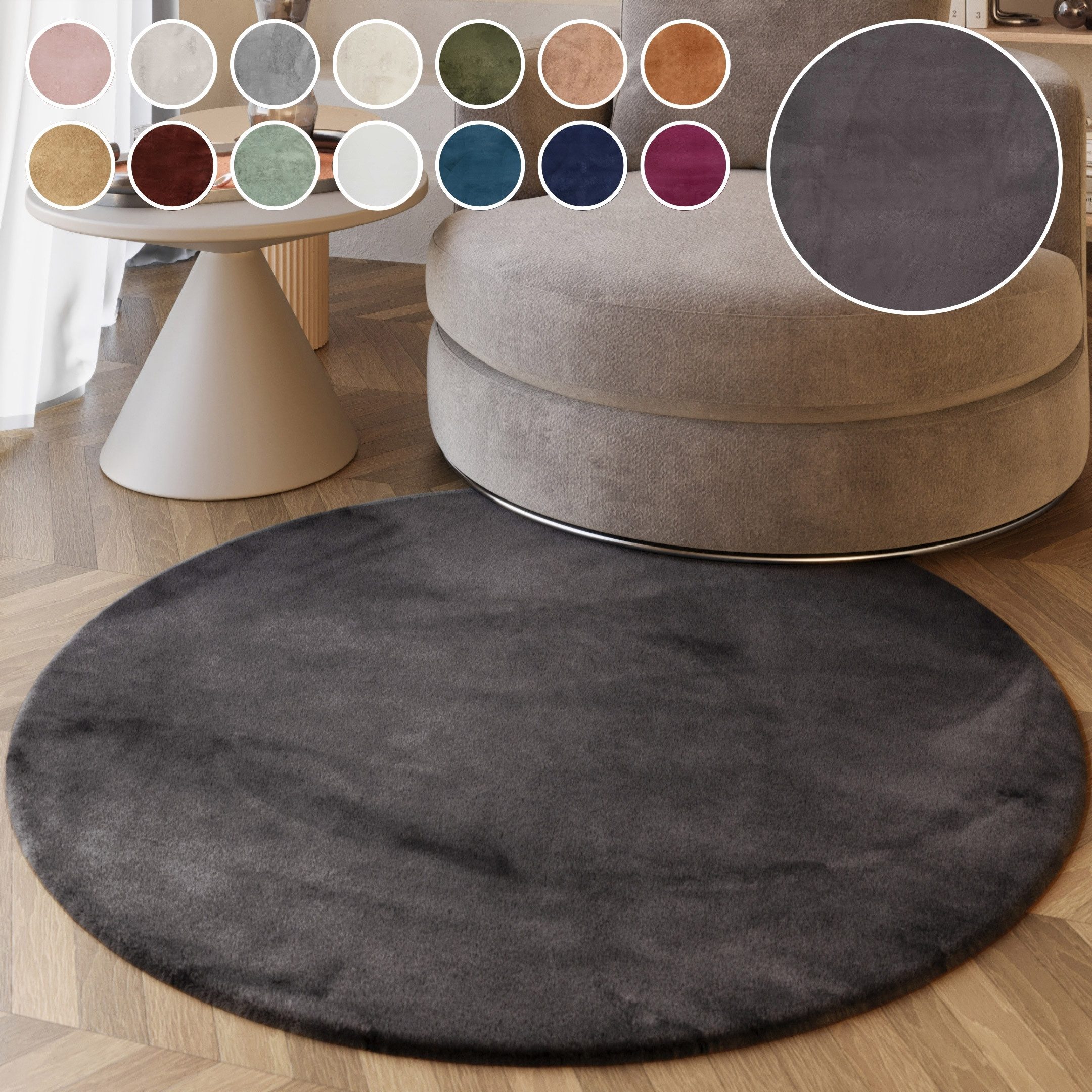 Esprit Hochflor-Teppich Alice ESP-4377 Kunstfell, rund, Höhe: 25 mm, Kaninchenfell-Haptik, besonders weich und dicht, für alle Räume