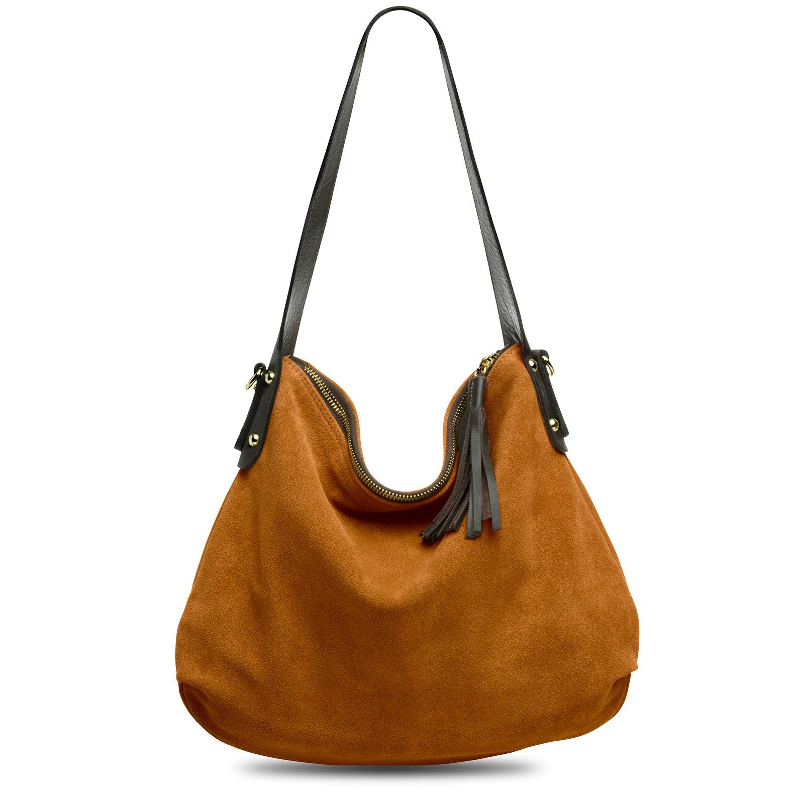 Caspar Hobo Bag Aus Wildleder - Italienische Damen Handtasche Mit Verstellbarem Crossbody Gurt