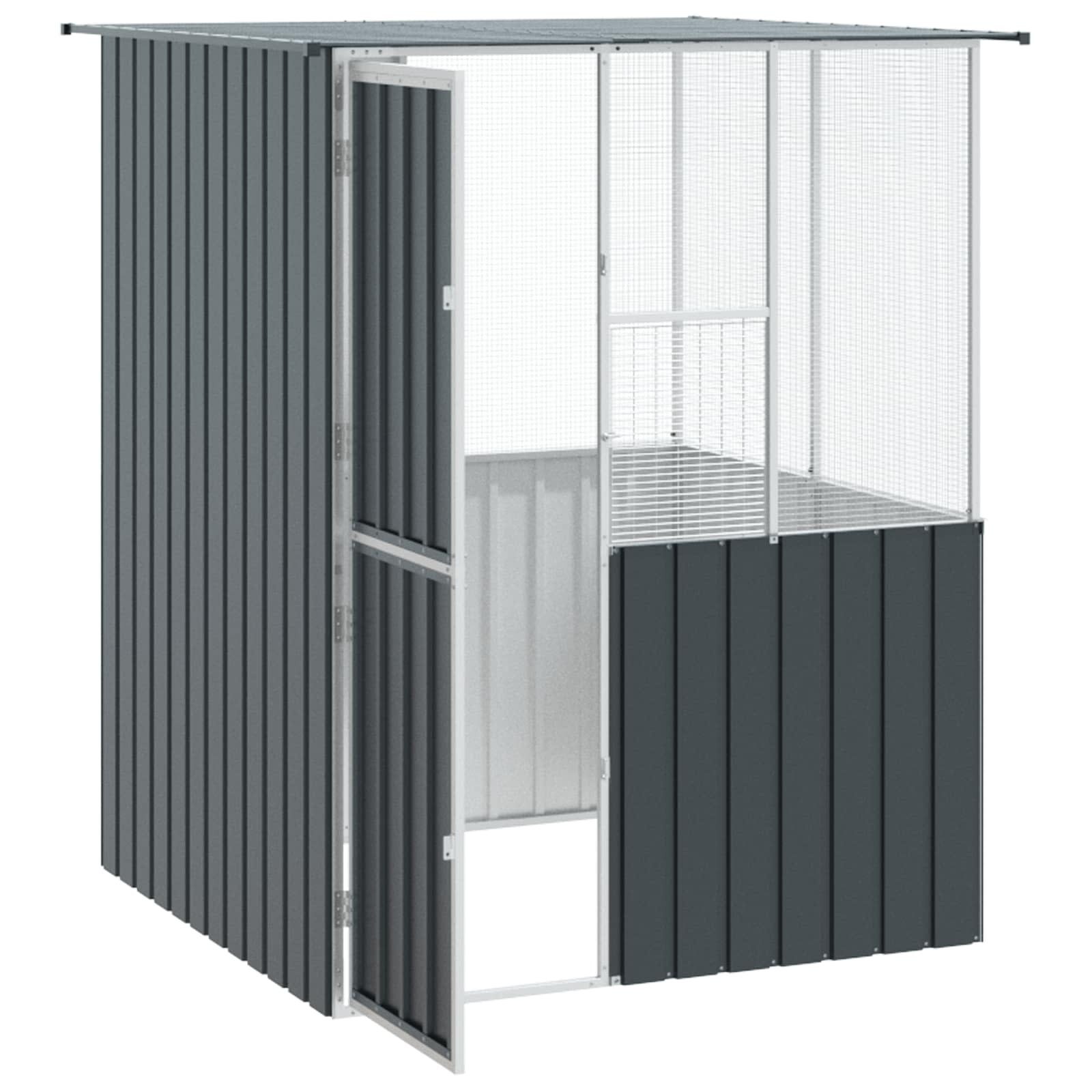 vidaXL Vogelkäfig, Vogelkäfig Anthrazit 154 x 154 x 200 cm Verzinkter Stahl