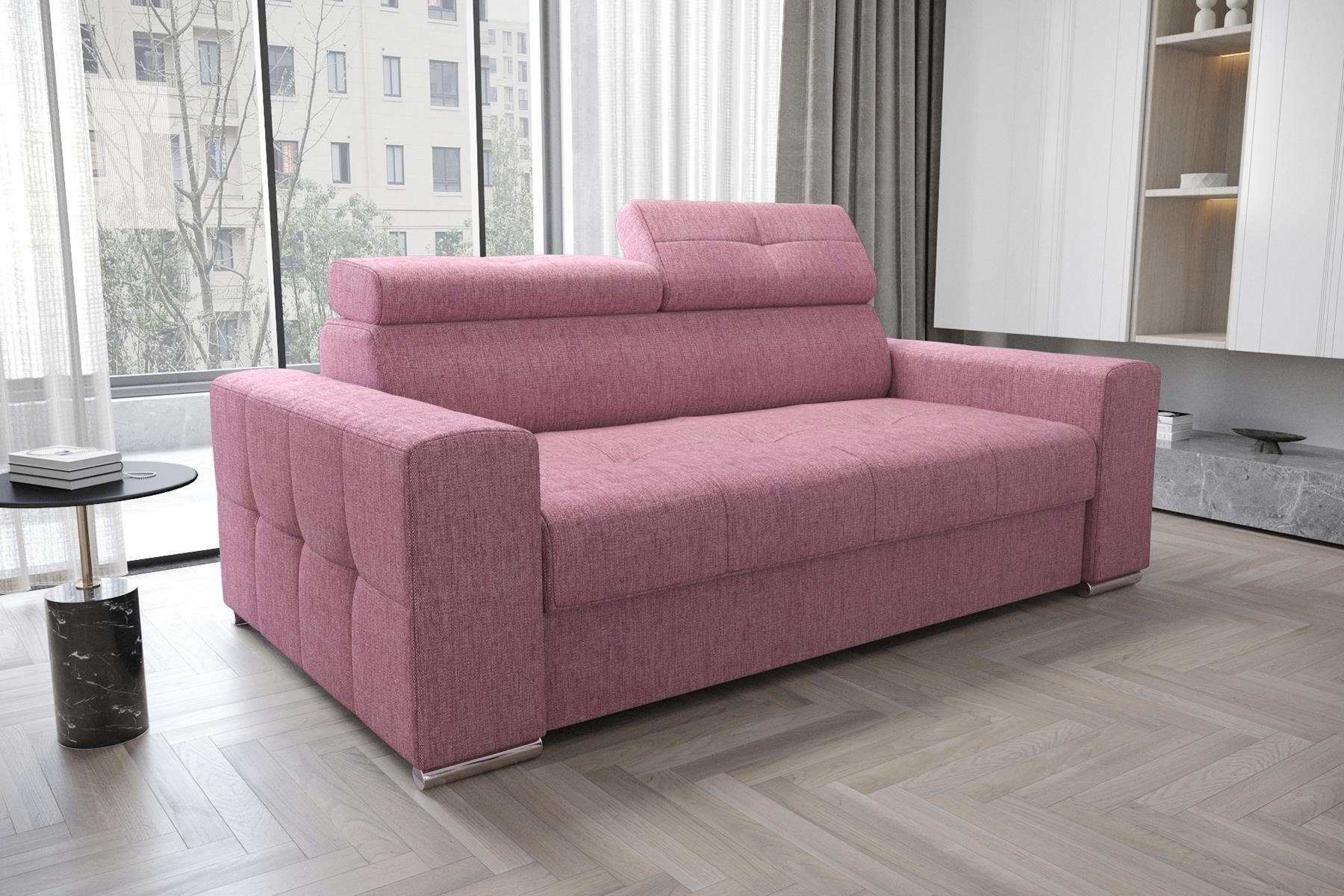 | Rosa Textil Sitzer, Zweisitzer Design Sofa Leder Designer Couch | Polster Rosa Europe in JVmoebel Rosa Made 2 Sofa
