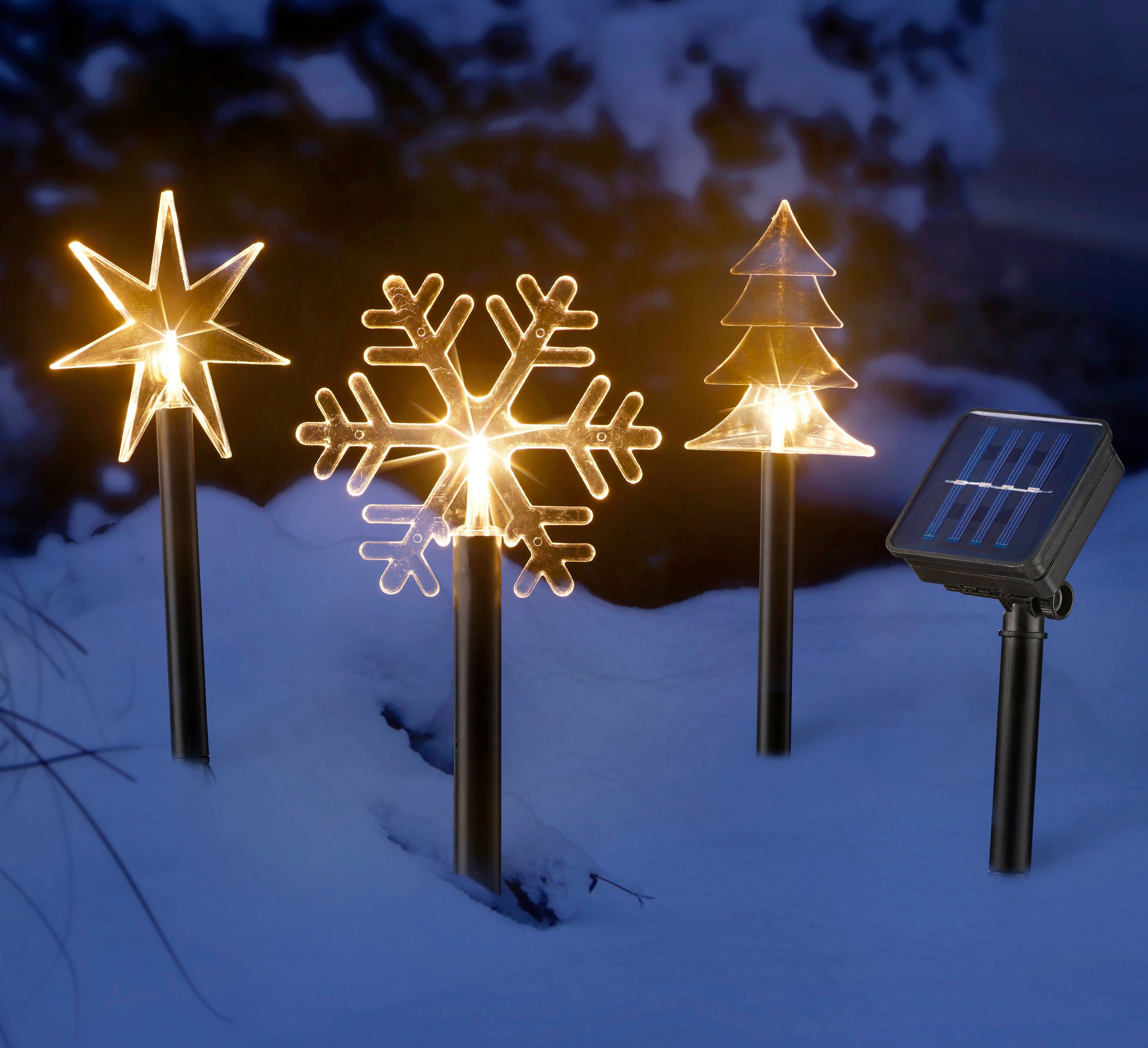Weihnachtsfigur LED Solar Gartenstecker mit Stern, Tanne