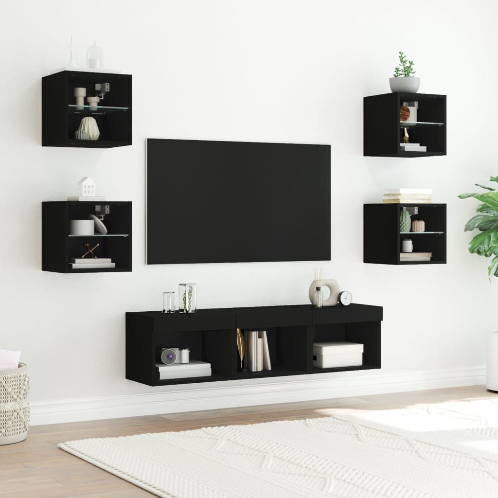 vidaXL TV-Wand 7-tlg. Wohnwand mit LED-Beleuchtung günstig online kaufen