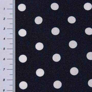 SCHÖNER LEBEN. Stoff Tischdeckenstoff besch. Baumwolle Punkte 8mm dunkelblau weiß 1,5m, abwaschbar