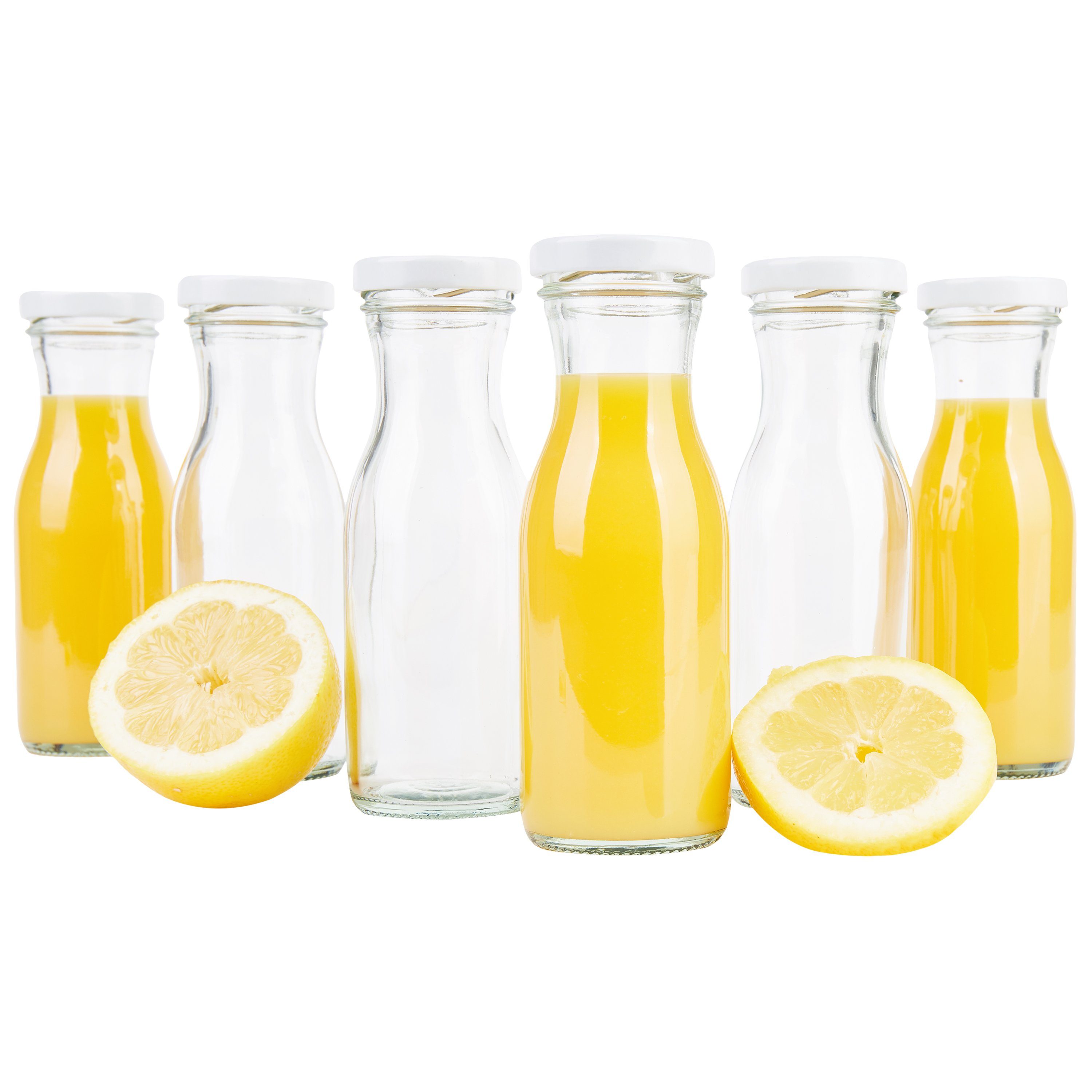Karaffe 6er Set Weithalsflasche Karaffe 150 ml + To 43 Deckel weiß