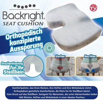 Best Direct® Sitzkissen Backright® Seat Cushion, Ergonomisch, Schmerzreduzierend, waschbar, 45x33cm