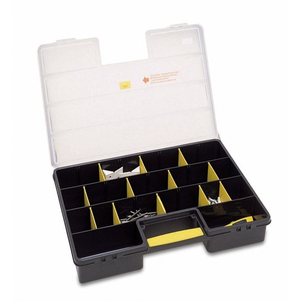 STANLEY Werkzeugbox Organizer Standart - Werkzeugkiste - 25 Fächer - schwarz/transparent