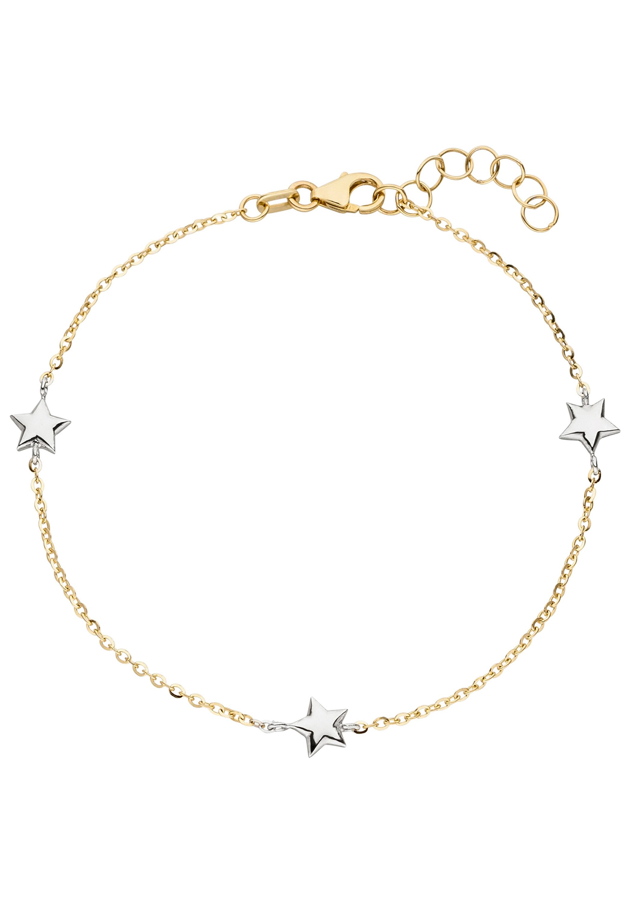 JOBO Armband Sterne, 375 Gold bicolor 18 cm