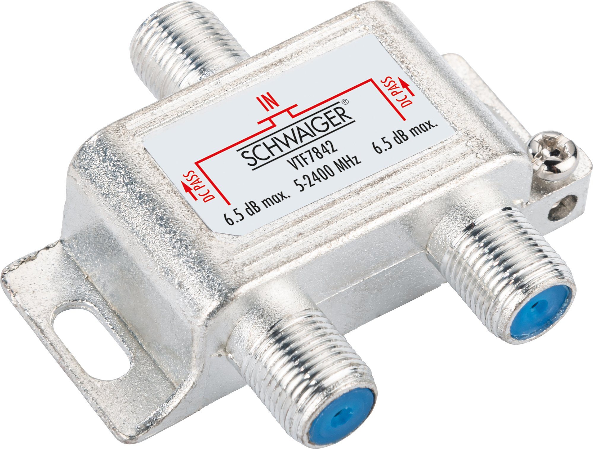 Schwaiger SAT-Verteiler VTF7842 531 (verteilt ein Signal auf zwei Teilnehmer), für Kabel-, Antennen- und Satellitenanlagen