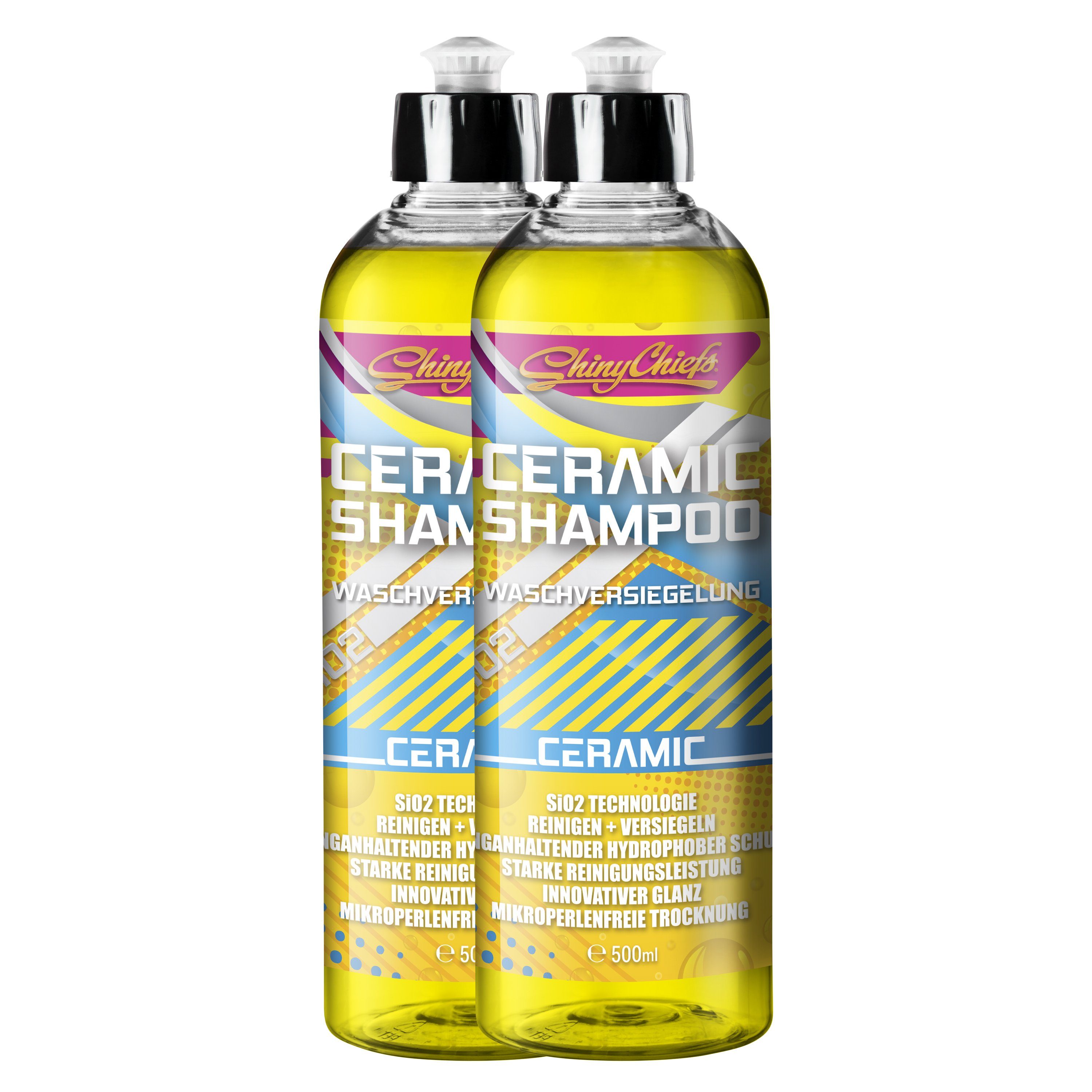 ShinyChiefs 2er (2x500ml) - CERAMIC Autoshampoo SHAMPOO DOUBLE WASCHVERSIEGELUNG (2-St) Pack