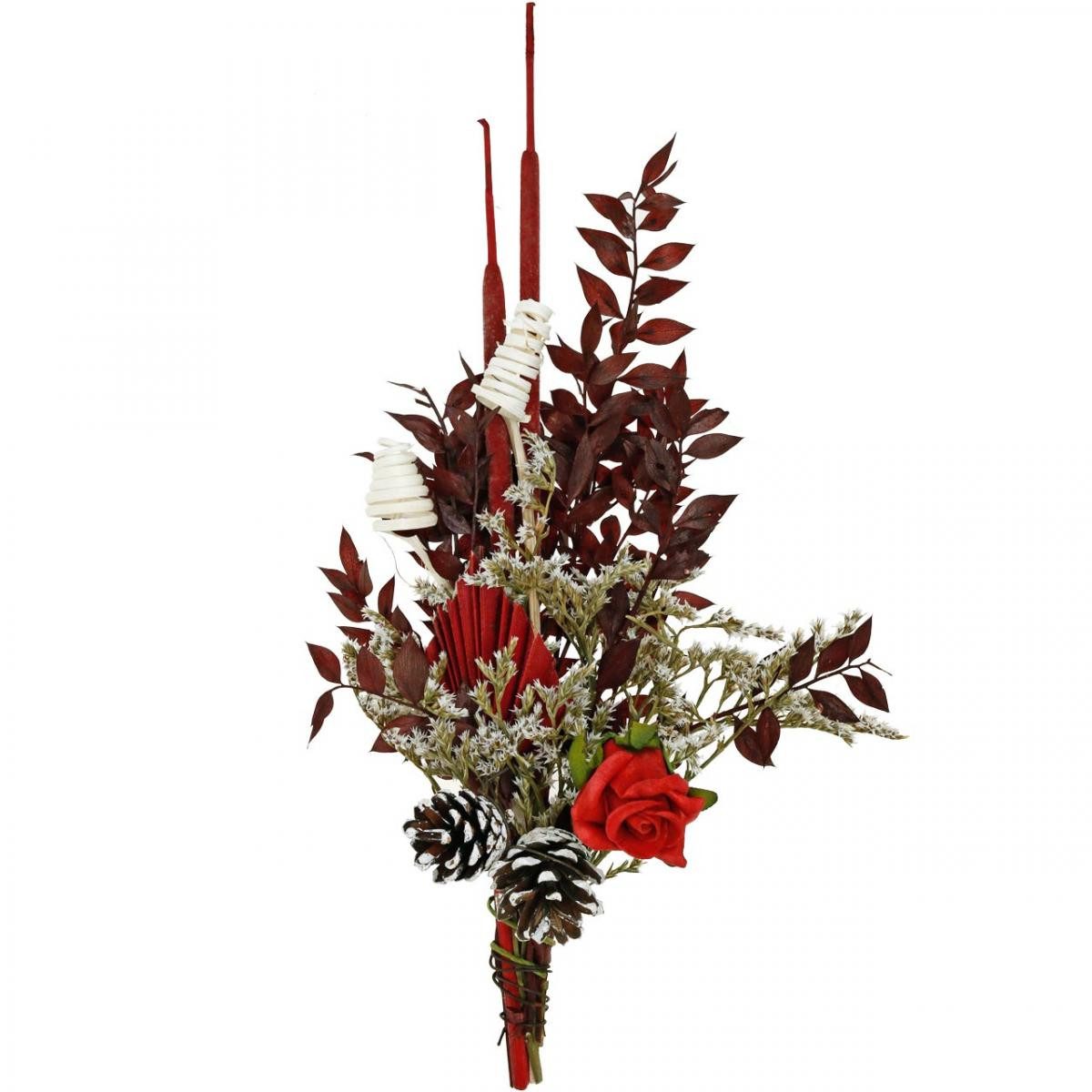 Trockenblume Trauerfloristik Set Natur Auflage für Grabdeko Dunkelrot Creme, 24 St, Florists Products, Höhe 12 cm