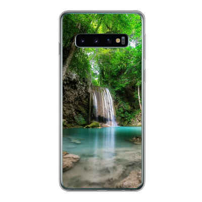 MuchoWow Handyhülle Dschungel - Wasserfall - Pflanzen - Wasser - Natur, Phone Case, Handyhülle Samsung Galaxy S10, Silikon, Schutzhülle