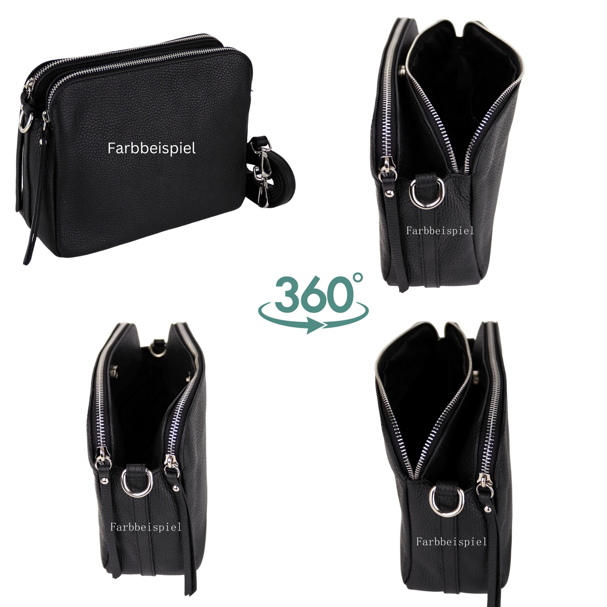 MIRROSI Schultertasche aus Echtleder, hergestellt in Italien, mit 2 Riemen günstig online kaufen
