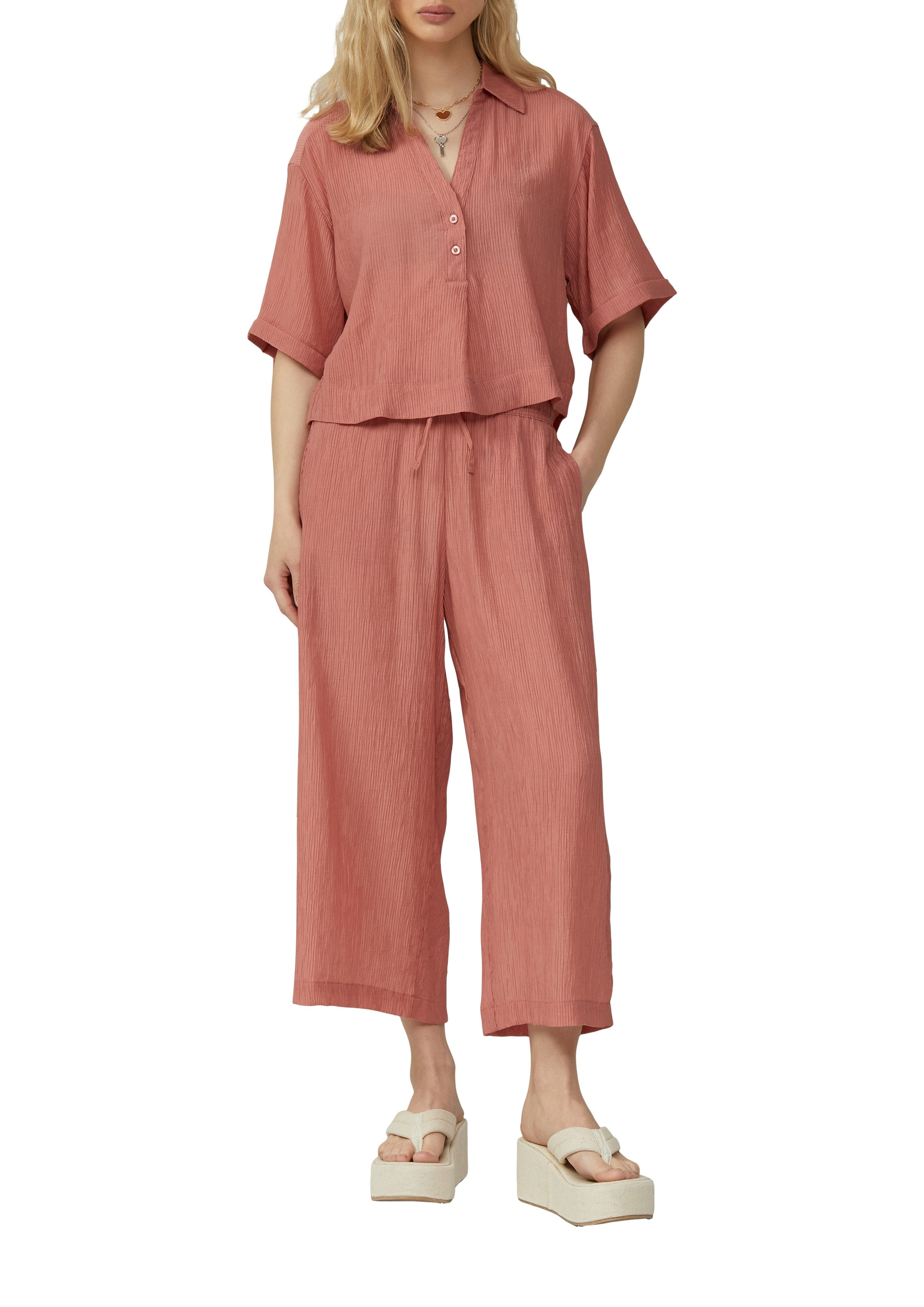 QS Kurzarmbluse mit Struktur günstig online kaufen