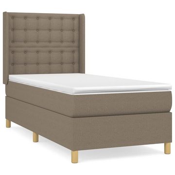 vidaXL Bettgestell Boxspringbett mit Matratze Taupe 100x200 cm Stoff Bett Bettgestell