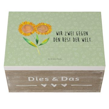 Mr. & Mrs. Panda Dekokiste 22 x 15 cm Blume Sonnenblume - Blattgrün - Geschenk, Garten, beste Fr (1 St), Handverlesene Designs