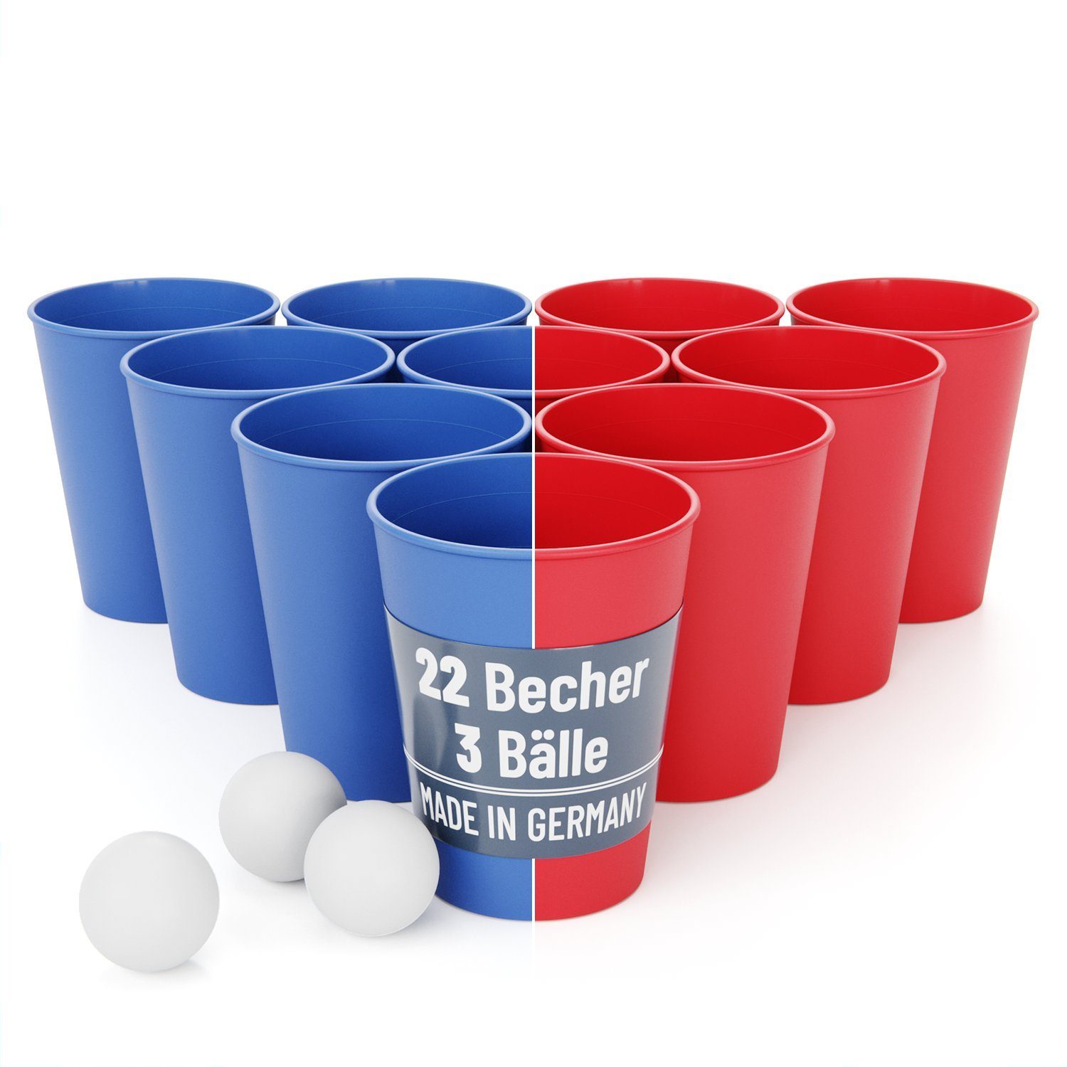 SoPro Becher 22er Mehrweg Bierpong Becher Set spühlmaschinenfest inkl. 3 Bälle