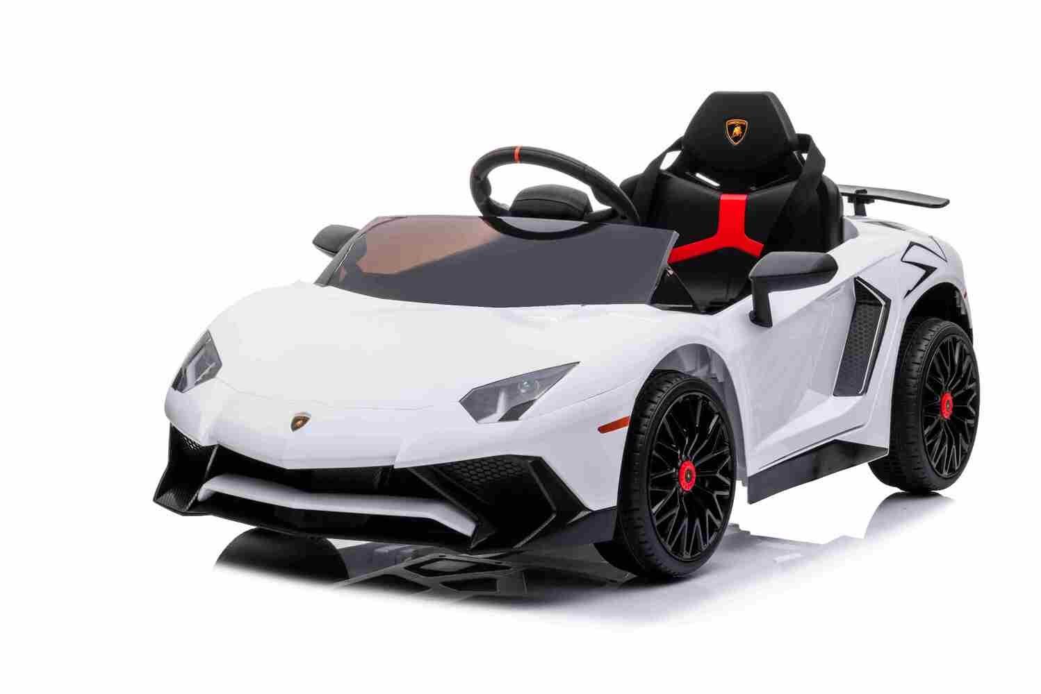 BoGi Weiß Lamborghini Elektro-Kinderauto SV Kinderfahrzeug Sportwagen Aventador Elektrofahrzeug