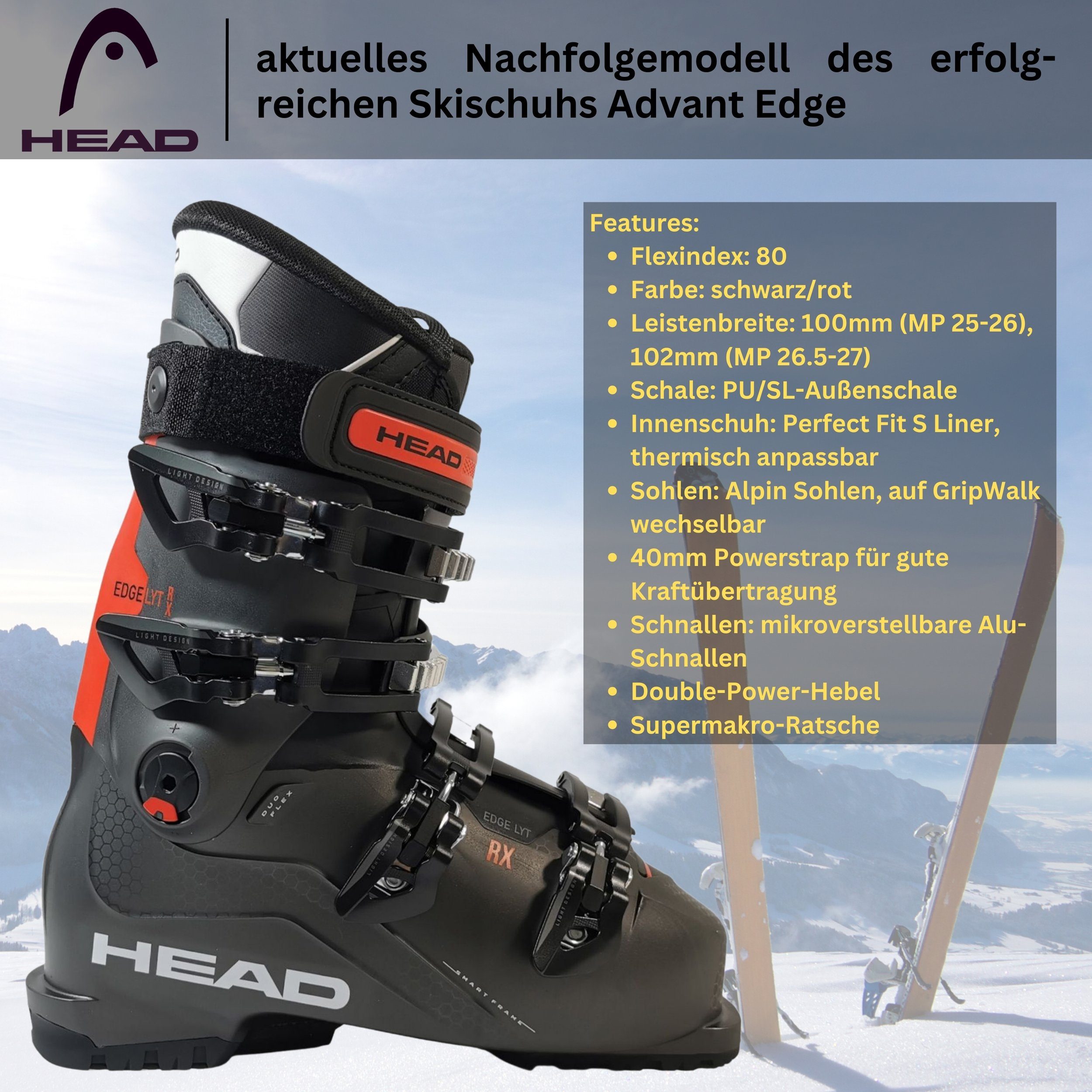 Head Skischuh Edge LYT RX HV Alpin Skistiefel Flex 80 2024