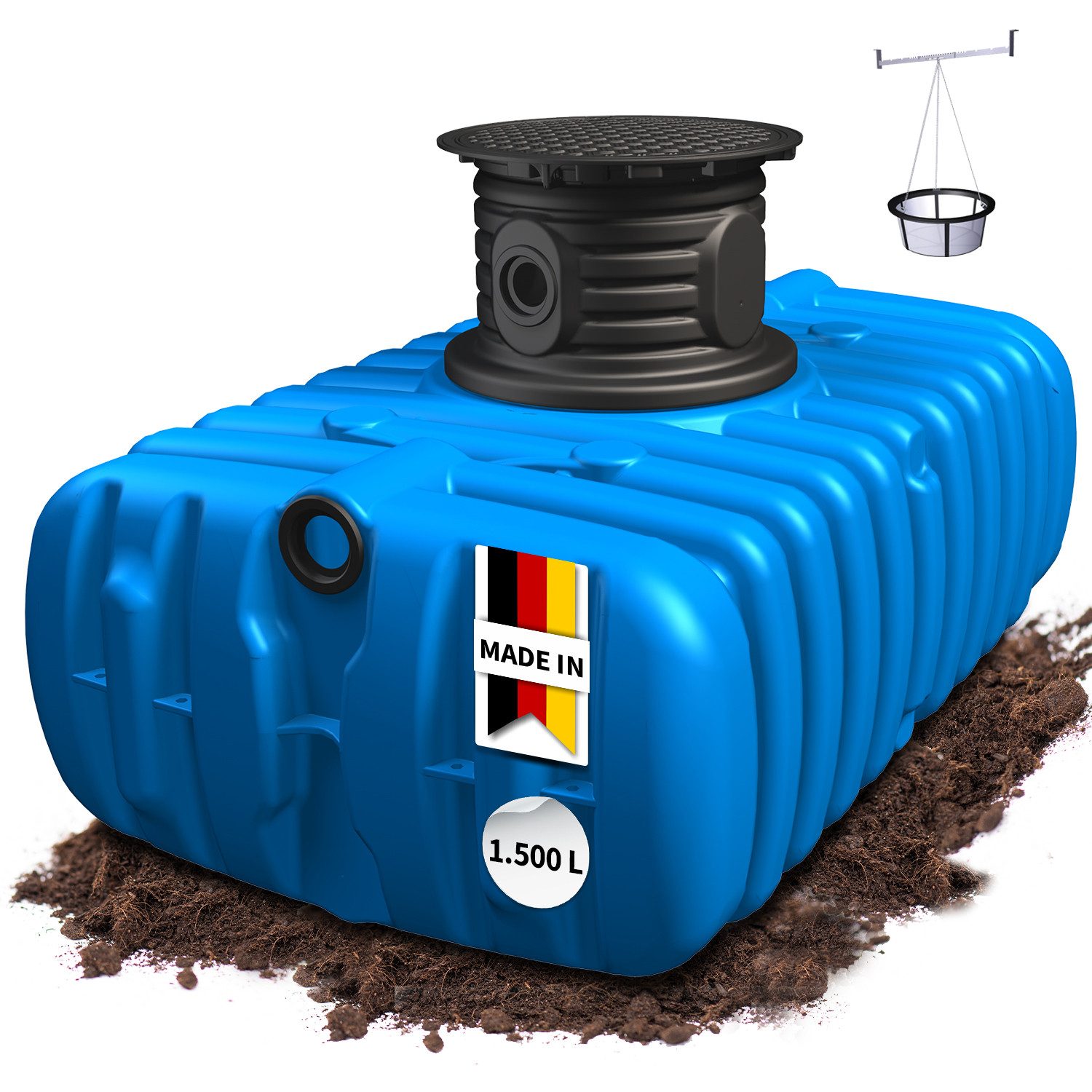 4rain Regenwassertank FLAT S Flachtank-Set 1500 Liter, 1500 l