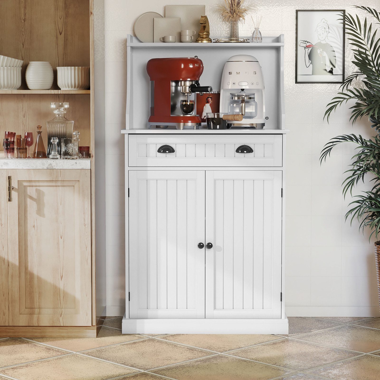 HOLTICO Küchenbuffet Küchenschrank Mehrzweckschrank mit Verstellbarem Regal (1-St) Schrank Freistehend für Küche, Wohnzimmer, Schlafzimmer