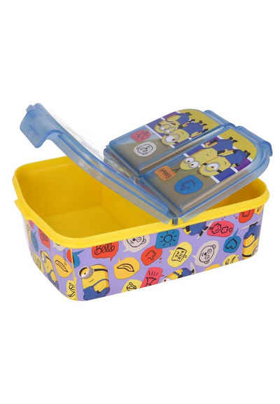 Minions Lunchbox Brotdose Minions, Vesperdose mit 3 Fächern, BPA-frei