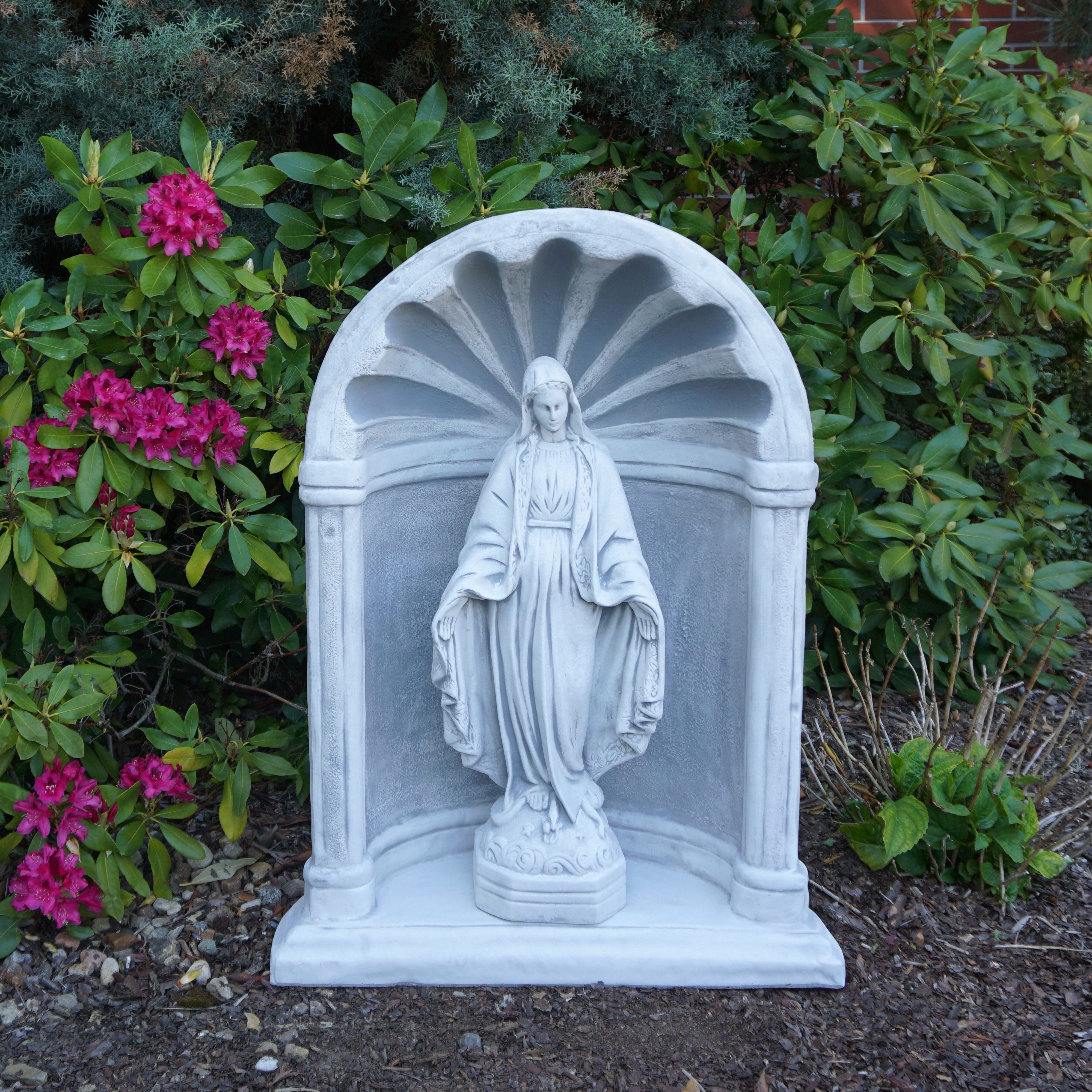 gartendekoparadies.de Gartenfigur Kapelle mit der Heiligen Maria Madonna, Steinfigur H. 94 cm, 117 kg, Frostsicher