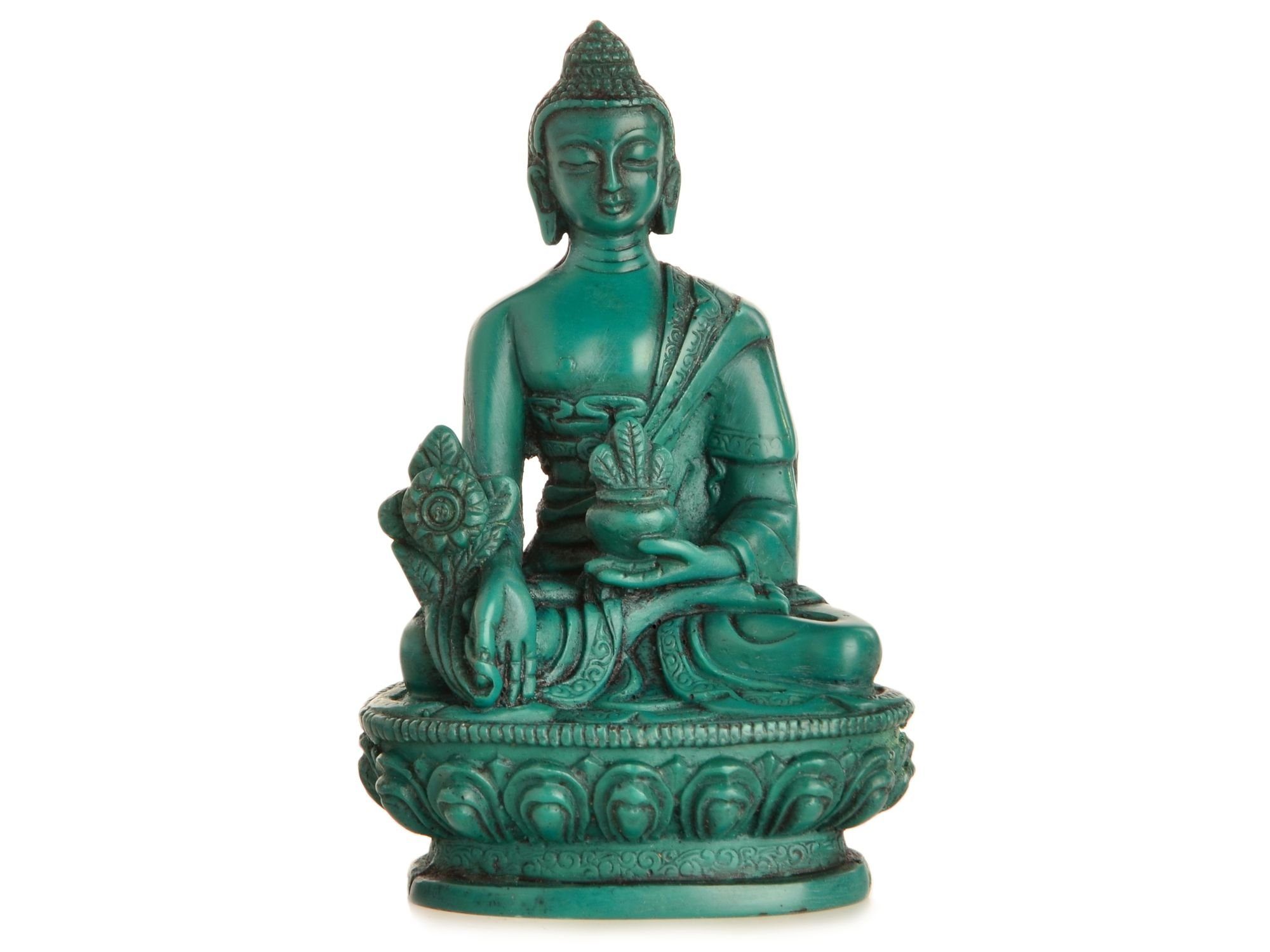 Buddhapur Buddhafigur Medizinbuddha, Handarbeit - 11 cm Höhe Türkis