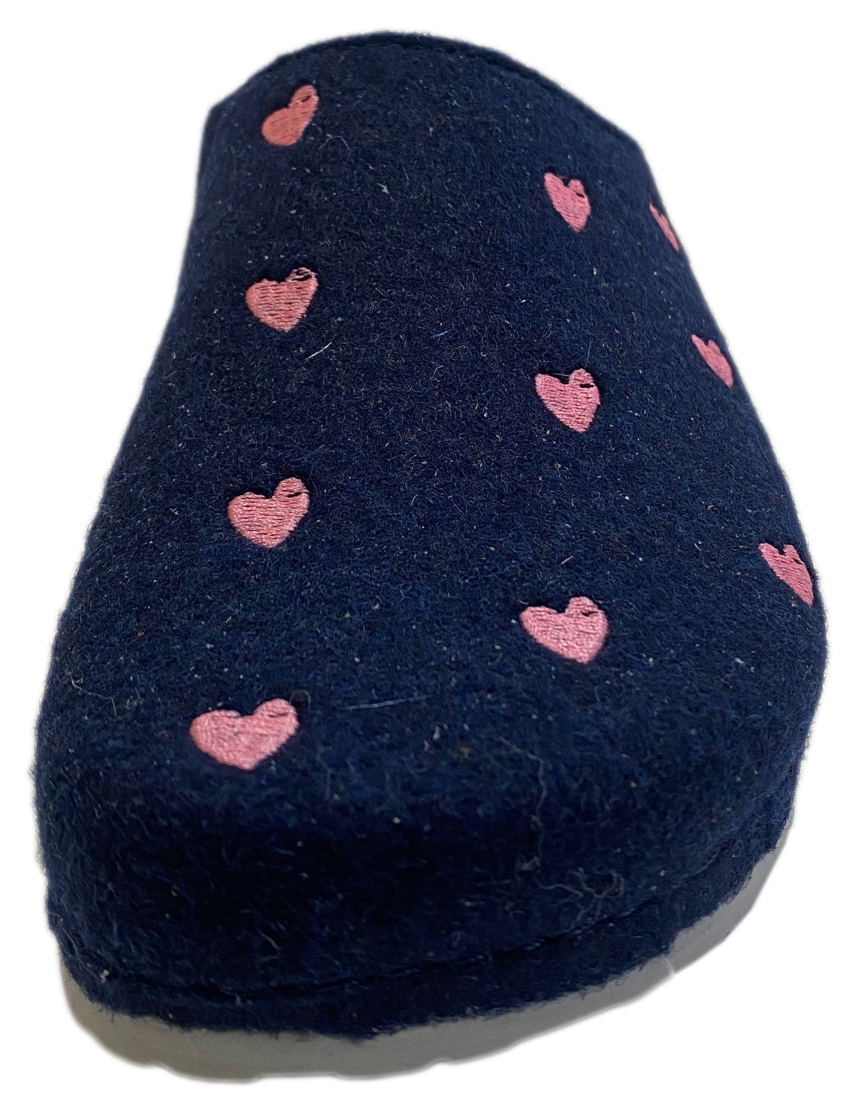 MUBB NANA Herzchen mit dunkelblau-rosa Pantoffel kleinen