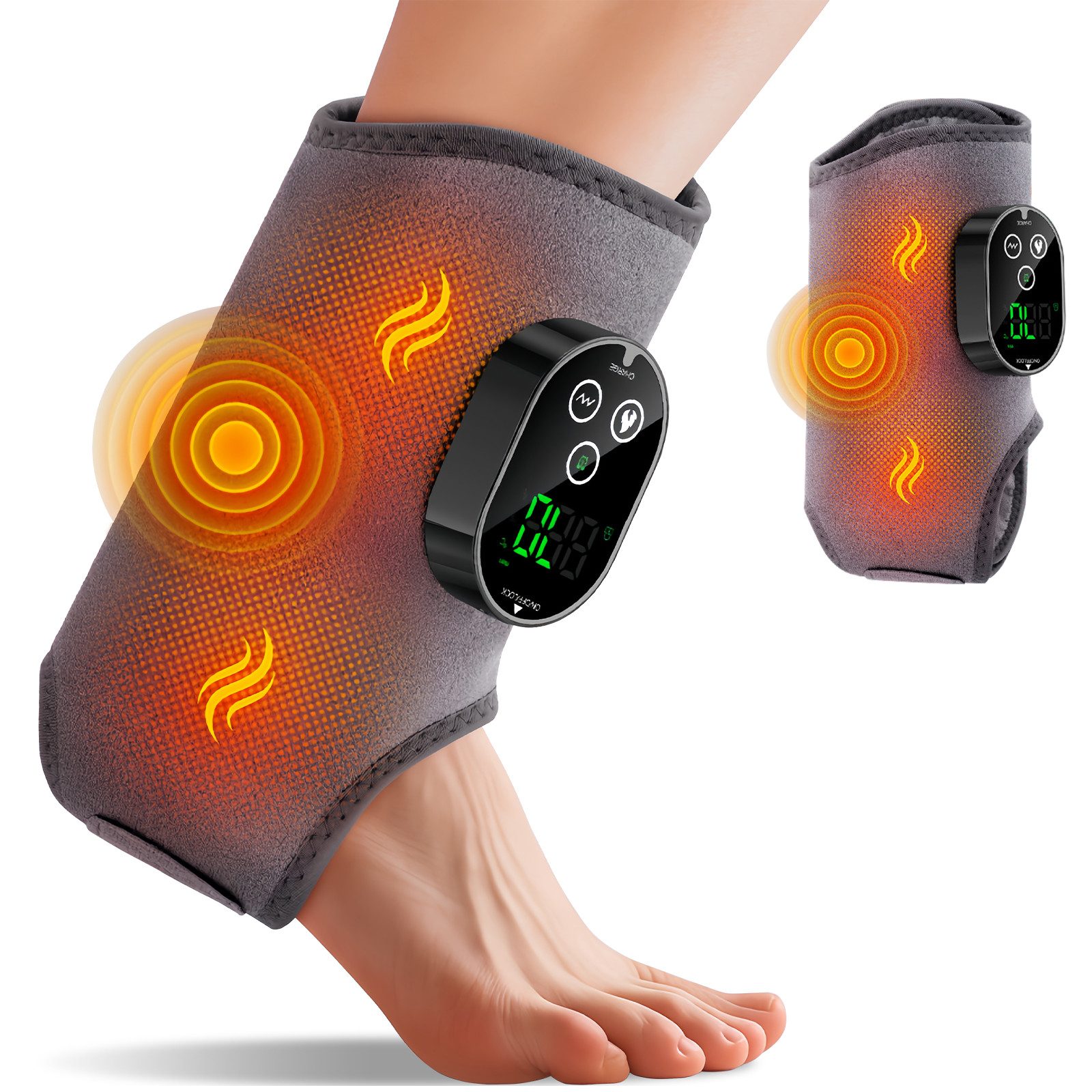 GLIESE Fußmassagegerät Fußmassagegerät mit Wärmetherapie 3-Stufen-Vibration + 6 Heizstufen, 2-tlg.