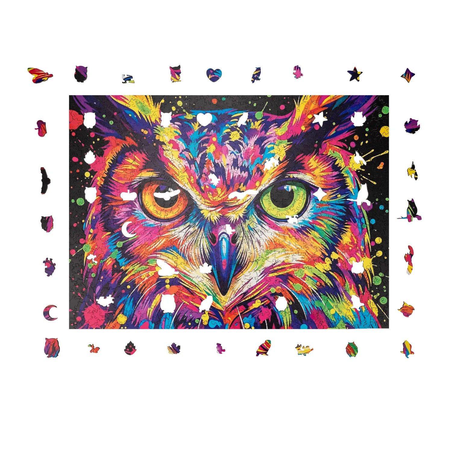 MagicHolz Puzzle Bunte Eule Holzpuzzle (2D), 1000 Puzzleteile