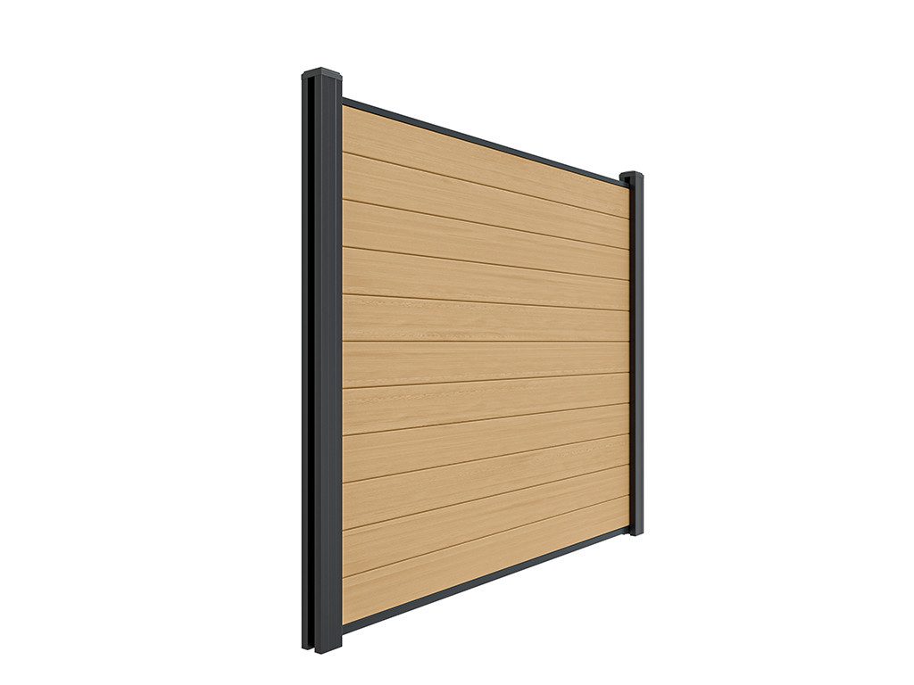 Belladoor Sichtschutzelement Bohlenset für WPC Steckzaunsystem Teak, Pflegeleicht, UV-beständig