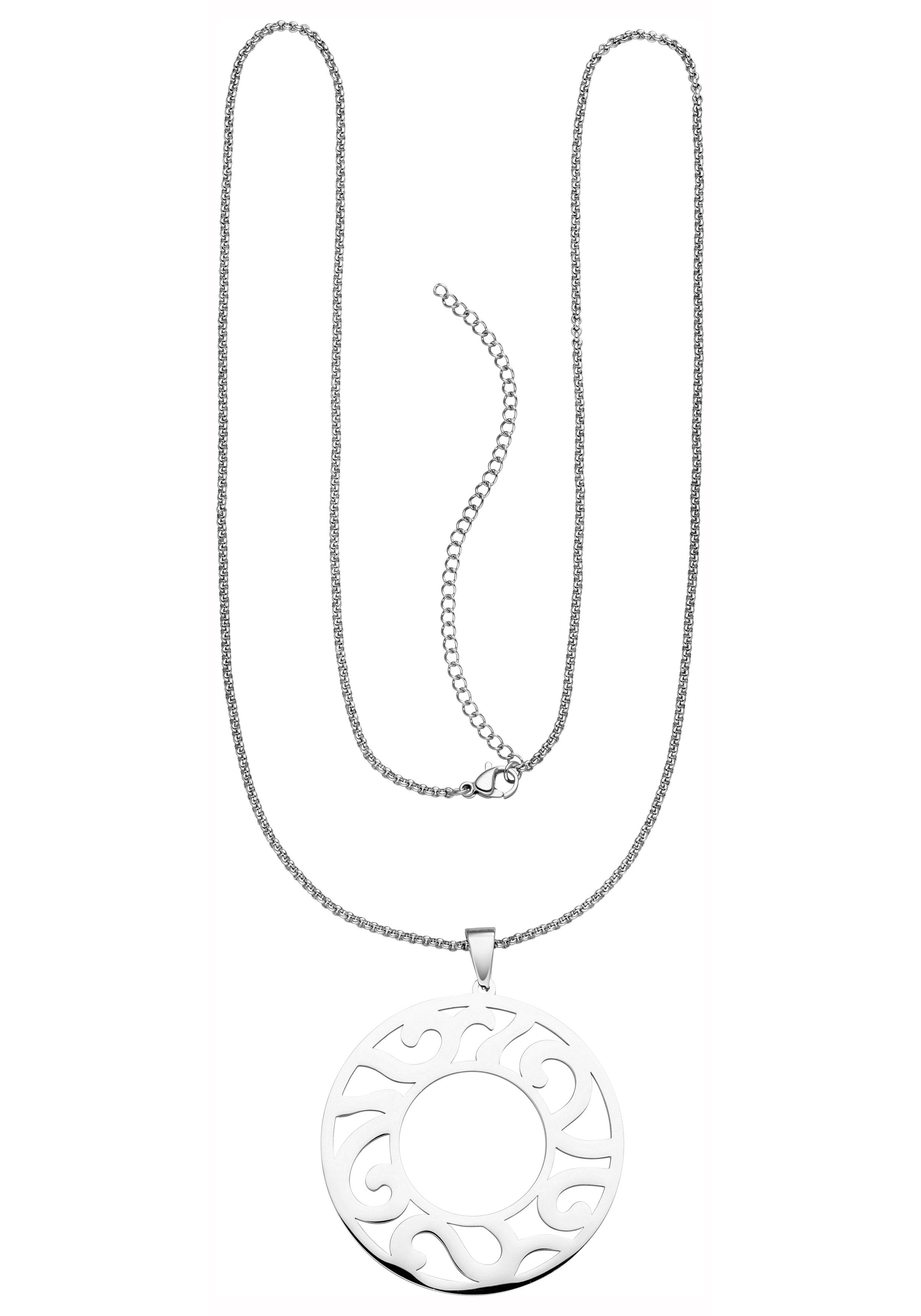 Edelstahl Halskette mit Ringen Erbskette mit Karabinerverschluss Schmuck Damen 