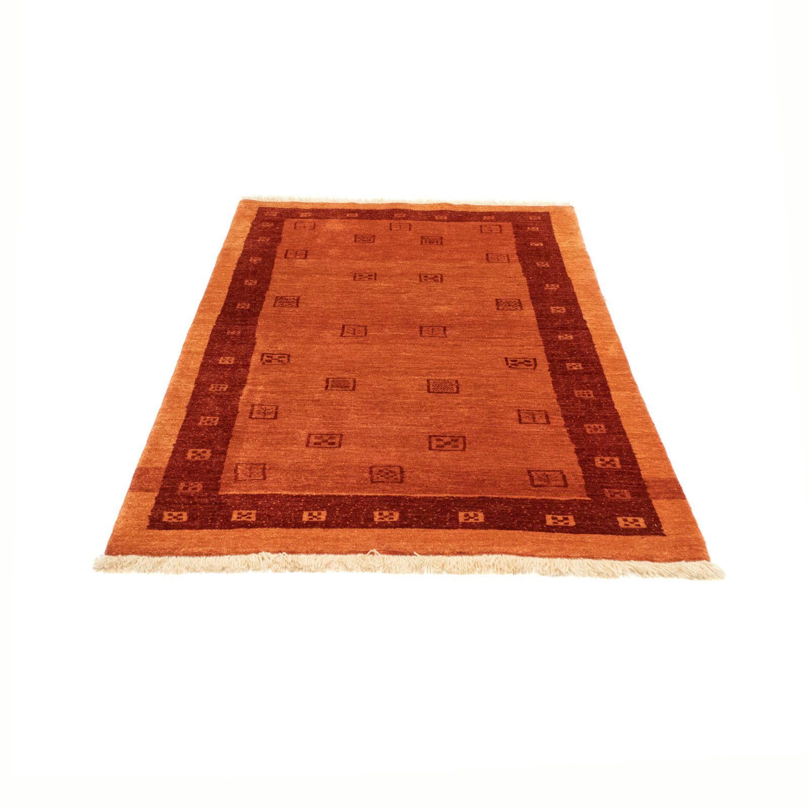 Wollteppich Gabbeh Teppich handgeknüpft orange, morgenland, rechteckig, Höhe:  18 mm, handgeknüpft, Detailreich und stilvoll gemustert | Kurzflor-Teppiche