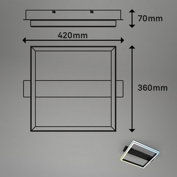 Briloner Leuchten Deckenleuchte 3760015, CCT Farbtemperatursteuerung, Fernbedienung, dimmbar, Nachtlicht, Timer, Speicherfunktion, LED fest verbaut, Farbwechsler, Kaltweiß, Neutralweiß, Tageslichtweiß, Warmweiß, Deckenlampe, 42 x 36 x 7 cm, Schwarz, 23W, Wohnzimmer, Schlafzimmer