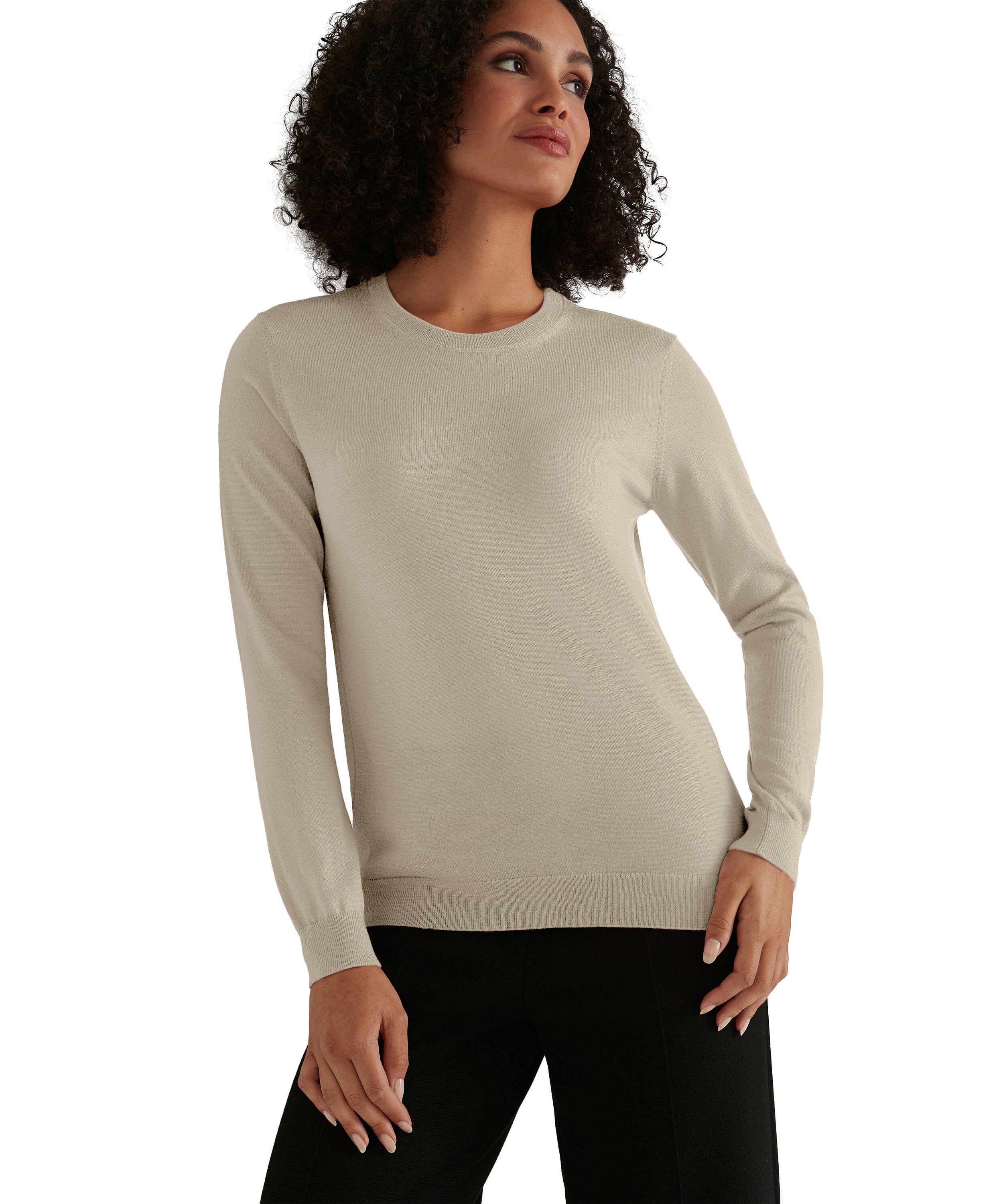 FALKE Strickpullover (1-tlg) aus Merinowolle beige mel. (4043)