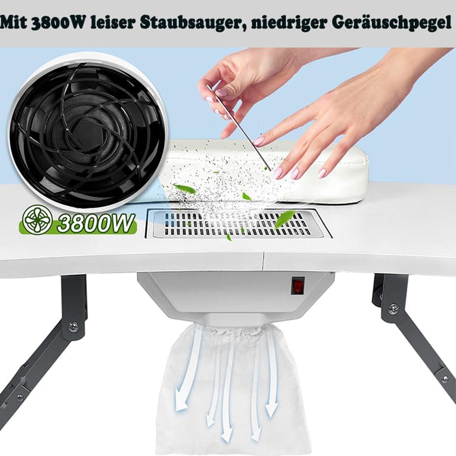 FIVMEN Arbeitstisch Maniküretisch Faltbar Nageltisch Tragbarer mit Rollen Beweglich (mit Bringen Sie Schublade und tragbare Tasche) – Bild 5 von 5