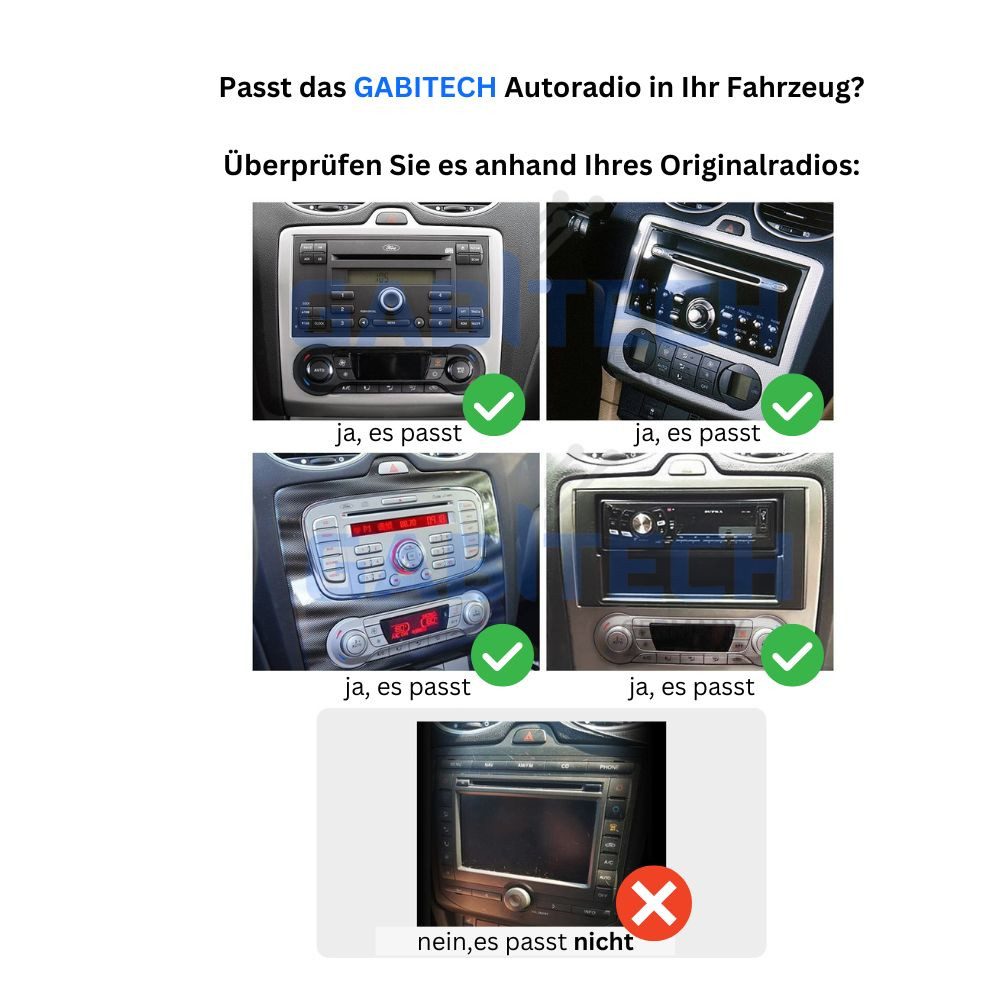 GABITECH 9 zoll Autoradio GPS Navi für Ford Focus 2 MK2 MK3 Exi AT 4GB RAM Autoradio (Drahtloses Carplay & AndroidAuto,3D Navi, 4GB RAM; 64GB ROM,WiFi,DAB)