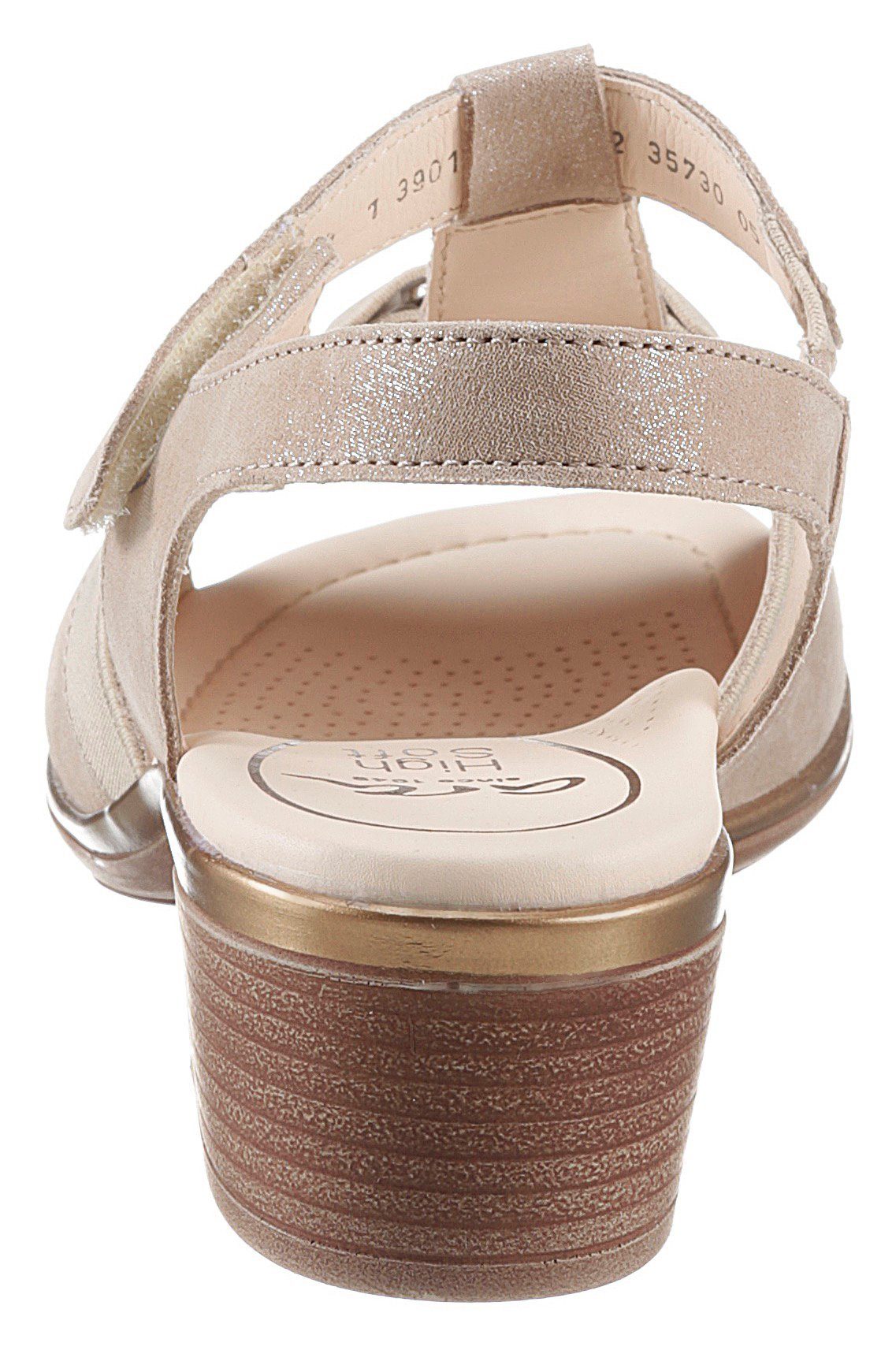 mit Gummizug Ara und LUGANO beige Sandalette 045660 Klettverschluss