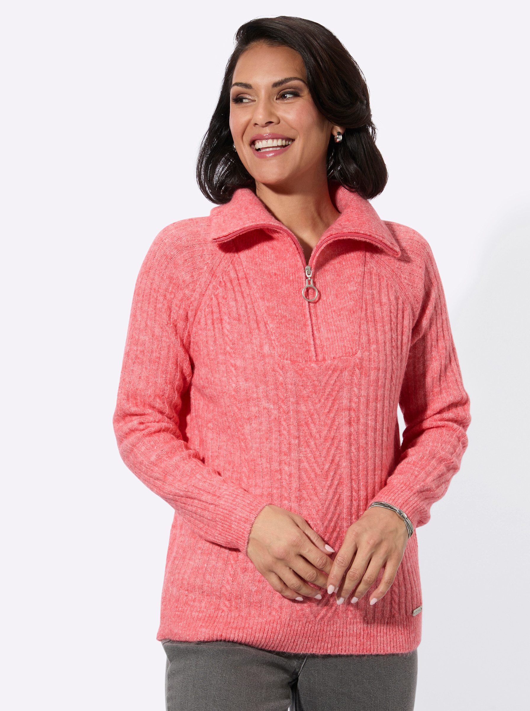 Witt Strickpullover Troyer Langarm Ripp