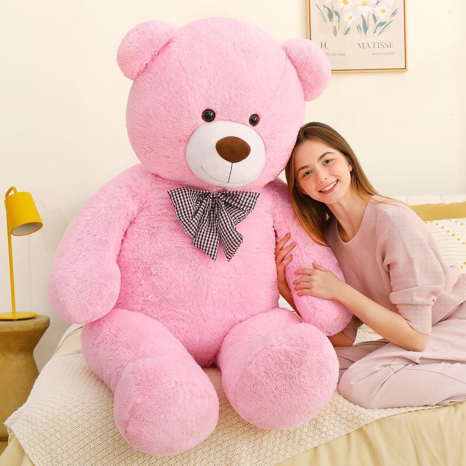 LuxusKollektion Kuscheltier Teddybär 140cm XXL Plüschbär Valentinstag Deko Rosa