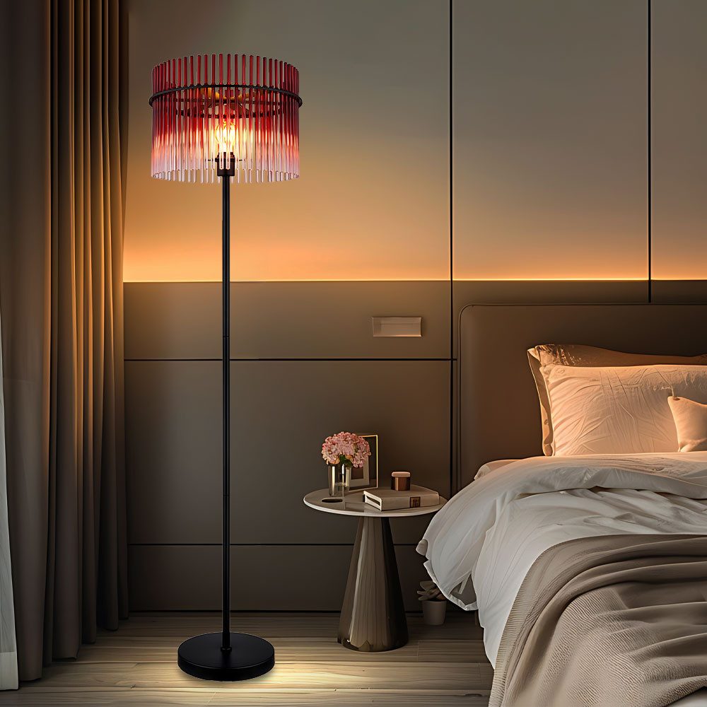 GLOBO LIGHTING LED Stehlampe, Leuchtmittel inklusive, Warmweiß, Stehleuchte Standlampe Glasstäbe LED rot brombeer Wohnzimmerlampe