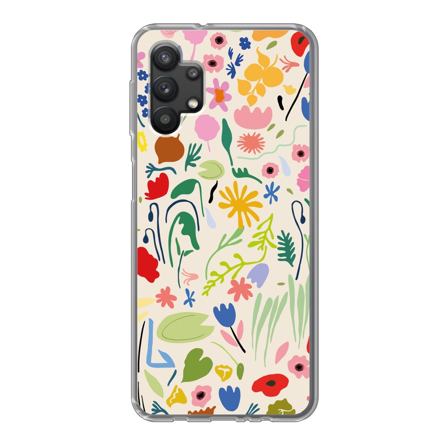 MuchoWow Handyhülle für Samsung Galaxy A32 5G Blumen - Muster - Pflanzen, Smartphone-Bumper, Print, Handy Schutzhülle Dünn